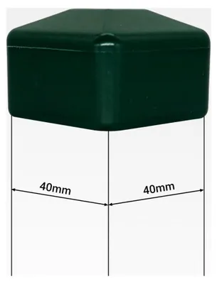 Produktbild von 10 Stück Zaunpfahlkappen eckig 40 x 40 mm grün Kunststoffkappen für Zaunpfosten moosgrün RAL 6005