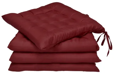 Immagine prodotto di Beautissu Set di 4 cuscini per sedia 40x40 con nastri Lea, rosso scuro