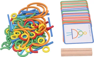 Obrázek produktu pro Hůlky Kroužky Puzzle hračka Dřevěné odpovídající tvorba Rané učení Vzdělávací hračka pro chlapce Dívky