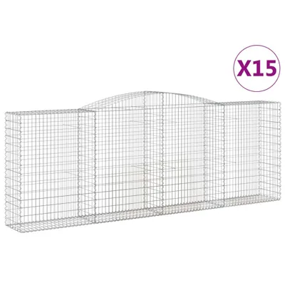 Produktbild von Gabionen mit Hochbogen 15 Stk 400x50x140/160cm Verzinktes Eisen