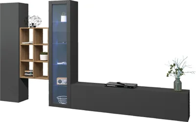 Produktbild von Wohnwand >Benevent< (4-teilig) in Anthrazit matt - 320x180x30 (BxHxT)