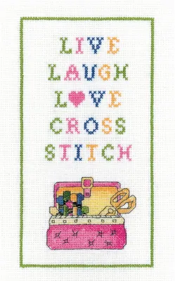 Produktbild von Heritage Kreuzstich Set Aida "Liebe Kreuzstich", Zählmuster, KSLC1645-A, 11x20,5cm