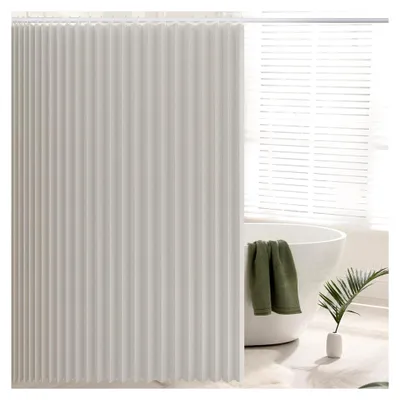 Produktbild von Faltbarer wasserdichter Duschvorhang aus Leinen mit Haken, magnetischer Duschvorhang für das Badezimmer, 210 g/m², Beige, 100x200cm