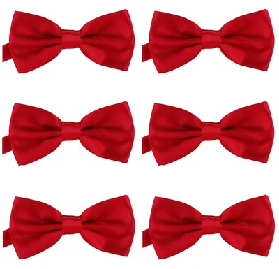 Produktbild von 6er Set DonDon Herren Fliege 12 x 6 cm gebunden und längenverstellbar kirschrot