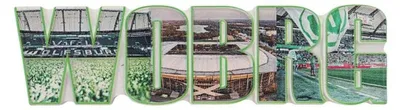 Produktbild von VfL Wolfsburg Magnet aus Polyresin, WOBRG Schriftzug, Stadionbilder, 10x2x5 cm