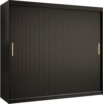Produktbild von MIRJAN24 Kleiderschrank Riflo Slim 1 200, Schwebetürenschrank mit zwei Kleiderstangen, Garderobe (Farbe: Schwarz, Größe: 200 cm)
