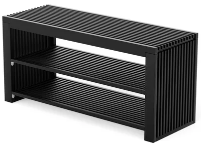 Schuhbank mit Sitzfläche 90x33x43 cm, Bambus, Schwarz