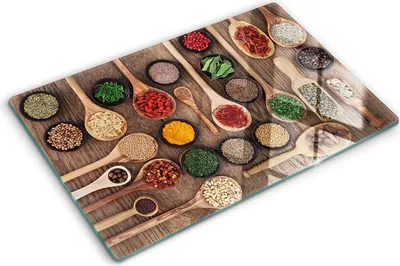 Produktbild von Tulup Glas Herdabdeckplatte - 80x52 cm - Glaskeramikkochfeld-Abdeckung Spritzschutz Glasabdeckplatte - Einteilig - Essen & Getränke - Gewürze und Kräuter - Mehrfarbig