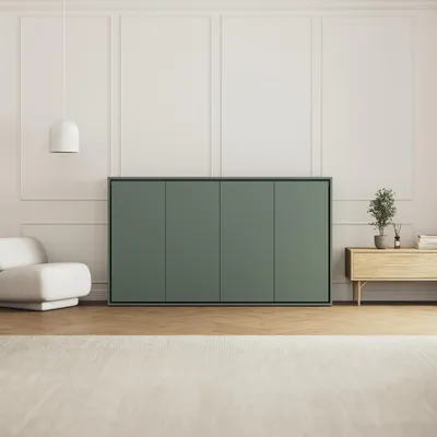 Produktbild von SMARTBett Schrankbett 100x200 Horizontal (M2 55cm Tiefe) Steingrün