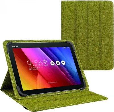 Produktbild von eFabrik Tasche für ASUS ZenPad 10 10.1 Zoll Schutz Hülle Case Cover türkis-grün und grau Leinen