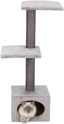 Obrázek produktu pro Unyqoos® Kompaktní kočičí strom 109 cm – Šedá barva, útočiště pro kočky, péče o drápky a možnost lezení, úsporný design vhodný do bytů a menších prostor