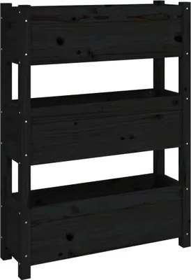 Obrázok produktu pre vidaXL Kvetináč čierny 77x25x104,5 cm Masívne borovicové drevo