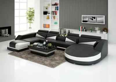 Produktbild von Schwarzes Ecksofa in U-Form 215 x 362 x 207 cm