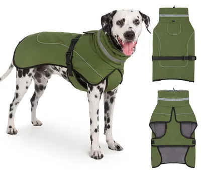 Immagine prodotto di Cappotto impermeabile per cani, caldo, in pile, colore verde, taglia M