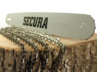 Produktbild von 4 Sägeketten + Schwert passend Kettensäge Stihl 35cm Kette 3/8" 1,3mm 50 SECURA