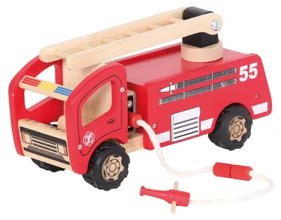 Image de Camion de pompiers en bois avec échelle et espace de rangement