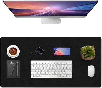 Zdjęcie produktu dla Podkładka na biurko 120 x 43 cm, czarna, wodoodporna imitacja skóry , antypoślizgowa, do biura