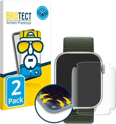 Produktbild von 2x BROTECT Fullscreen Schutzfolie für Apple Watch Series 9 (45 mm) Displayschutz Folie Fullcover Klar Transparent