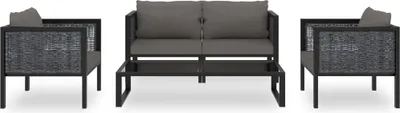 Produktbild von vidaXL 5-tlg. Garten-Lounge-Set mit Auflagen Poly Rattan Anthrazit