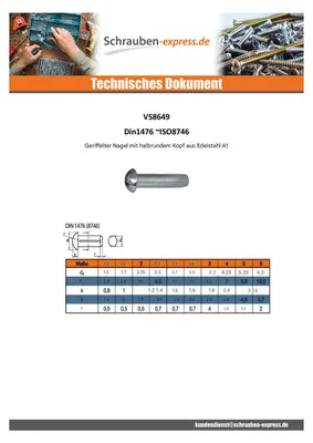 Produktbild von Halbrund-Kerbnagel Edelstahl A2 2x6