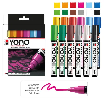 Productafbeelding van Marabu1240000004004 Marabu Acrylmarker "YONO", 1,5 - 3,0 mm, set van 12 stuks