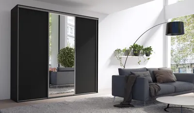 Obrázek produktu pro Zrcadlová šatní skříň 277 cm AMBOY 9 - černá