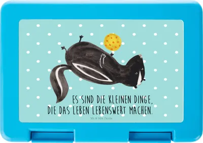 Produktbild von Mr. & Mrs. Panda Bentobox Stinktier Ball - Türkis Pastell - Geschenk, Raubtier, Snackbox, Skunk, Stinker, Brotzeitdose, Brotbehälter, Wildtier, Lunchbox, Weisheit