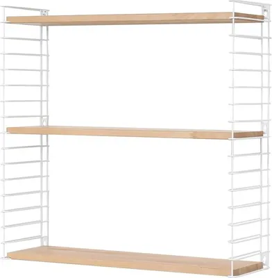 Produktbild von METALTEX 377607337 Bücherregal TOMADO mit 3 Ablagen aus Buchenholz u. Seitengittern in weiß / Hängeregal / TOMADO-Regalsystem
