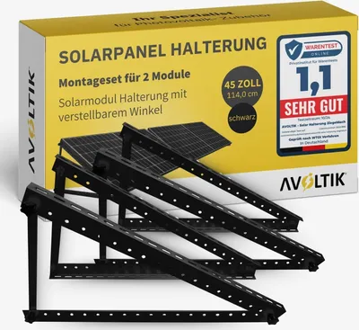 Produktbild von 2x 114 cm Solarpanel Halterung schwarz Solarmodul Befestigung Aufständerung 45 Zoll