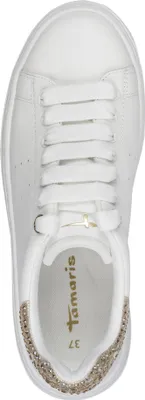 Produktbild von Tamaris Damen Schnürschuh Perlen Strass Sneaker Plateau 1-23755-45, Größe:38 EU, Farbe:Gold