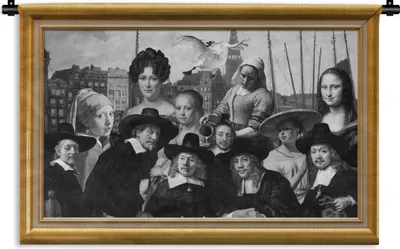 Produktbild von MuchoWow® Wandteppich Wandbehang Alte Meister - Kunst - Liste - Gold 90x60 cm Tapisserie Dekoration Wandtuch - Wandskulpturen - Bildteppich