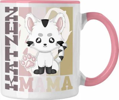 Produktbild von Trendation - Katze Mama Tasse Geschenk für Katzen Besitzerin Spruch Geschenkidee (Rosa)