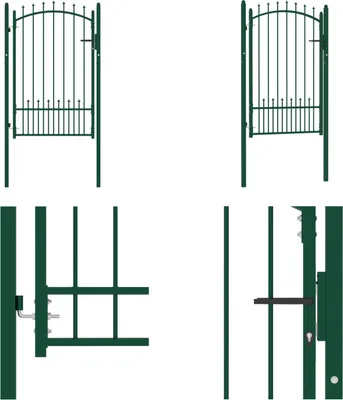 Zdjęcie produktu dla vidaXL Brama ogrodzeniowa z kolcami stalowymi 100x150 cm zielona - Brama ogrodowa - Bramy ogrodowe - Brama ogrodzeniowa - Bramy ogrodzeniowe
