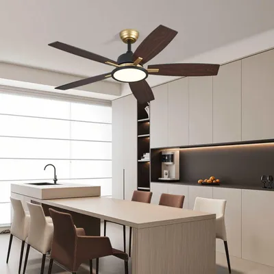 Immagine prodotto di Ventilatore da soffitto AIORBER con luce, 132 cm, LED dimmerabile, telecomando, 6 velocità, reversibile, silenzioso, per soggiorno e camera da letto, marrone