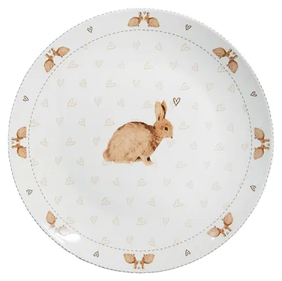 Immagine prodotto di Piatto da portata Clayre & Eef Ø 26 cm in porcellana bianca marrone coniglio