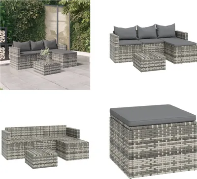 Produktbild von vidaXL 3 tlg. Garten Lounge Set mit Kissen Grau Poly Rattan - Garten Lounge Set - Garten Lounge Sets - Lounge Set - Gartenmöbel Set