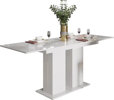 Obrázek produktu pro Jídelní stůl Kaiser Möbel rozkládací stůl DANTE 130-170×70 cm v bílé barvě s vysokým leskem