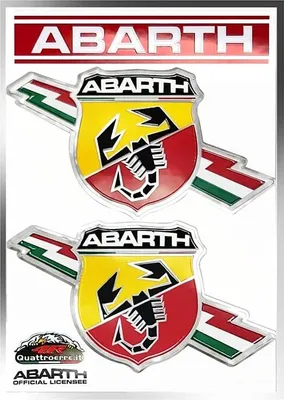 Produktbild von Abarth Chromaufkleber Offizielle 2 Schild Italien Blitz, Tischmaße 94 x 131 mm