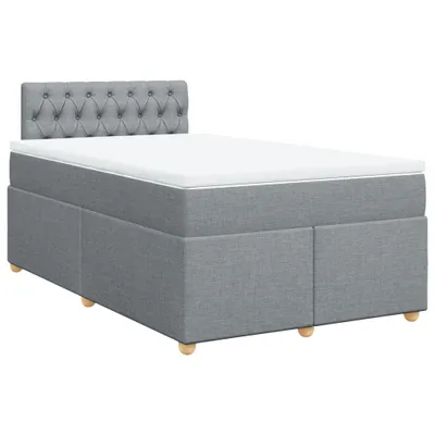 Produktbild von Boxspringbett mit Matratze Hellgrau 120x200 cm Stoff