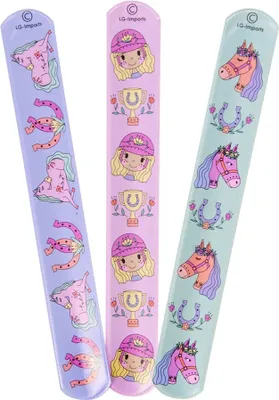 Produktbild von Klapparmband mit Pferde-Motiven für Kinder - 3fach sortiert