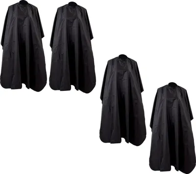 Produktbild von 4er Set Friseurumhang Erwachsene und Kinder mit Klettverschluss - Schwarzer Haarschneideumhang 120 x 145 cm - wasserdichter XXL Frisör Umhang für Unisex - Universal für Barber Friseursalon
