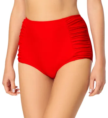 Produktbild von Bellivalini Damen High Waist Bikinihose Bauch Weg Effekt Badehose BLV50-284 (Rot, L)