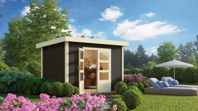 Produktbild von Karibu Gartenhaus Gerätehaus Kandern 2 terragrau 244x203x222 cm