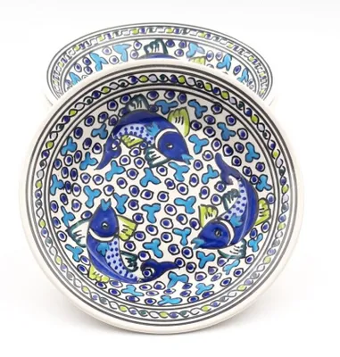 Image de Lot de 6 assiettes creuses Poissons Bleus - D 24 cm