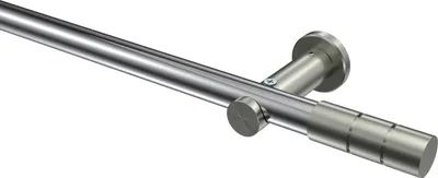 Produktbild von Interdeco Gardinenstange / Vorhangstange Chrom / Edelstahl-Optik, Typ Platon Elanto (Rillenzylinder) ohne Ringe, 20 mm Ø 1-läufig, 480 cm