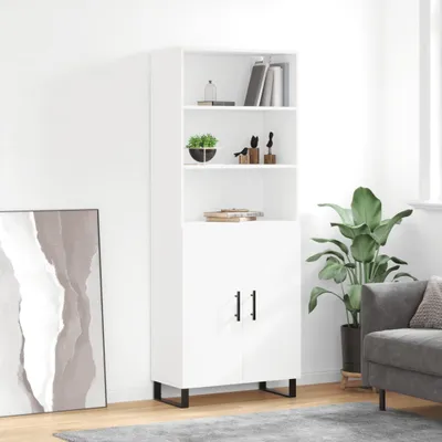 Imagen del producto de Mueble alto blanco de vidaXL, 69,5 x 34 x 180 cm, fabricado en material de madera