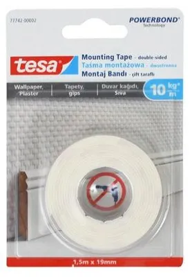 Immagine prodotto di Nastro di montaggio biadesivo Tesa per carta da parati e intonaco, 10 kg/m, 1,5 m x 19 mm