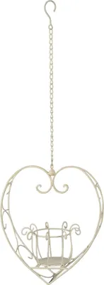 Produktbild von Witterungsbeständige Hängedekoration Herzform Creme 32x19x36 cm, Kettenlänge 50 cm