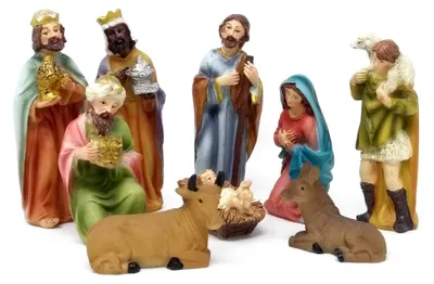 Krippenfiguren-Set, 9 Figuren, 11 cm, Weihnachtskrippe