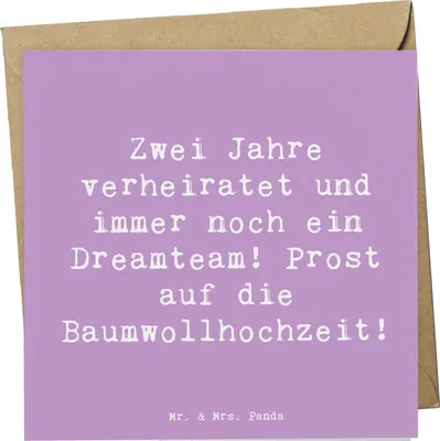 Produktbild von Mr. & Mrs. Panda Grußkarte Spruch 2. Hochzeitstag Baumwollhochzeit - Lavendeltraum - Geschenk, Beziehung, Heirat, anlasskarte, verheiratet, Liebesbeweis, Geschenke